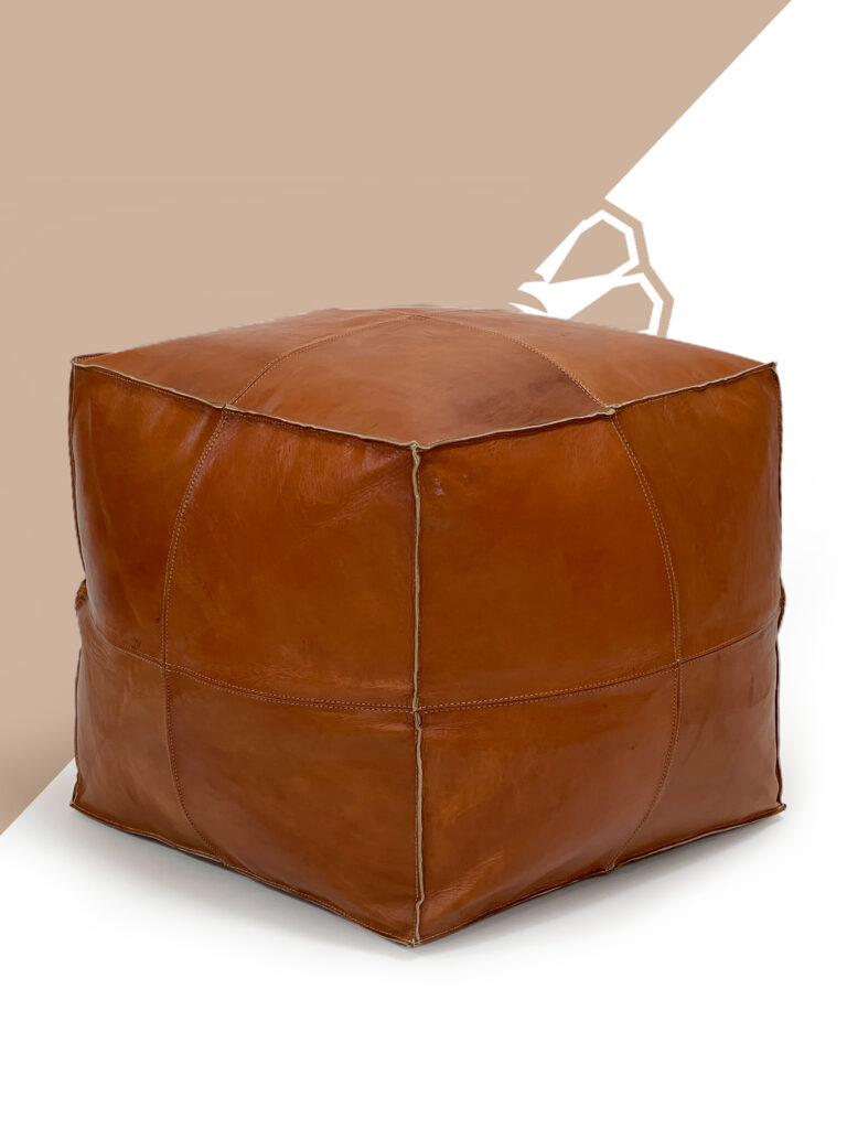 square leather moroccan pouf